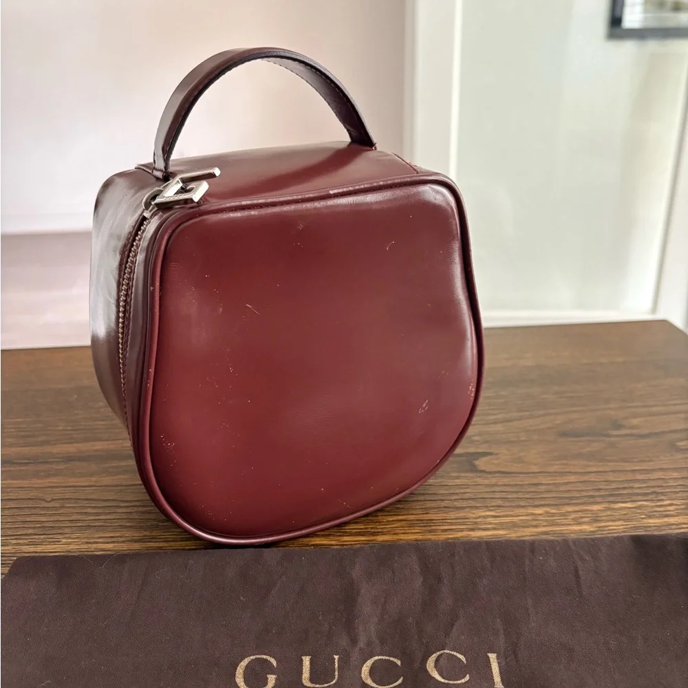 Gucci Vintage Burgundy Leather HandBag/Cosmetic Case w/ Dust Bag and COA - Picture 1 of 10